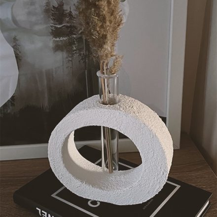 Fehér kő textúrájú váza - akril gyanta