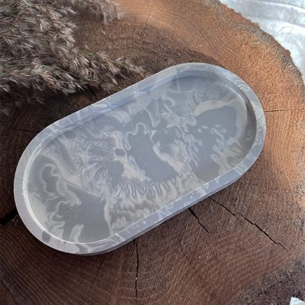 Szürke márvány  ovális tálca - akril gyanta